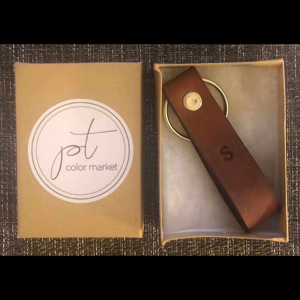 New Handmade S Initial Engraved Leather Key Chain